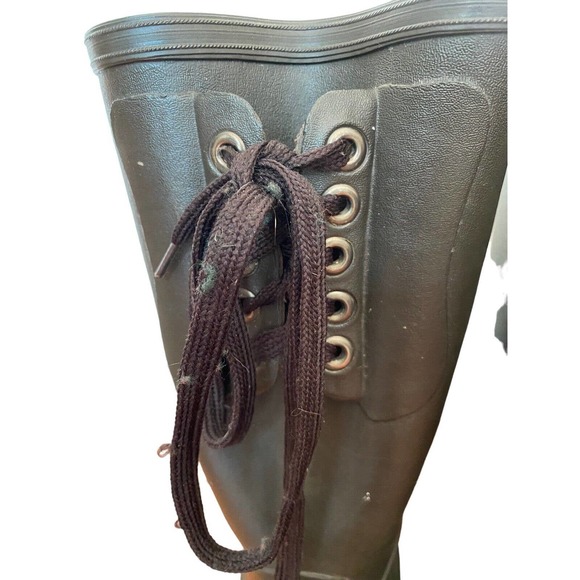 Cabela's Men's Steel Shank Tall Rain Boot Rubber Laces Brown Sz 12 - Picture 3 of 10